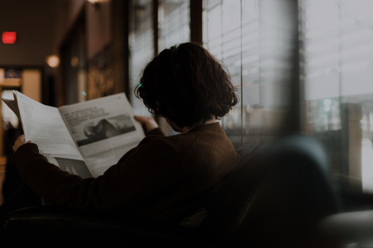 A woman reading a book