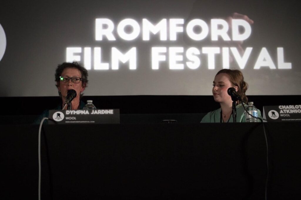 Charlotte Atkinson and Dympna Jardine doing a Q&A at Romford Film Festival